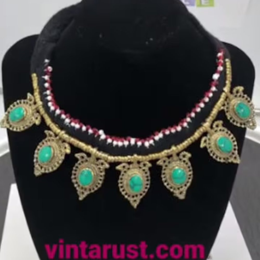 Vintage Afghan Stone Necklace: Tribal Kuchi Jewelry